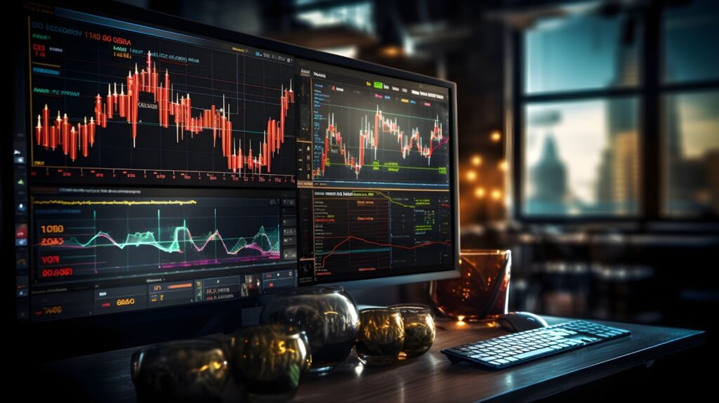 Stock trading workplace background